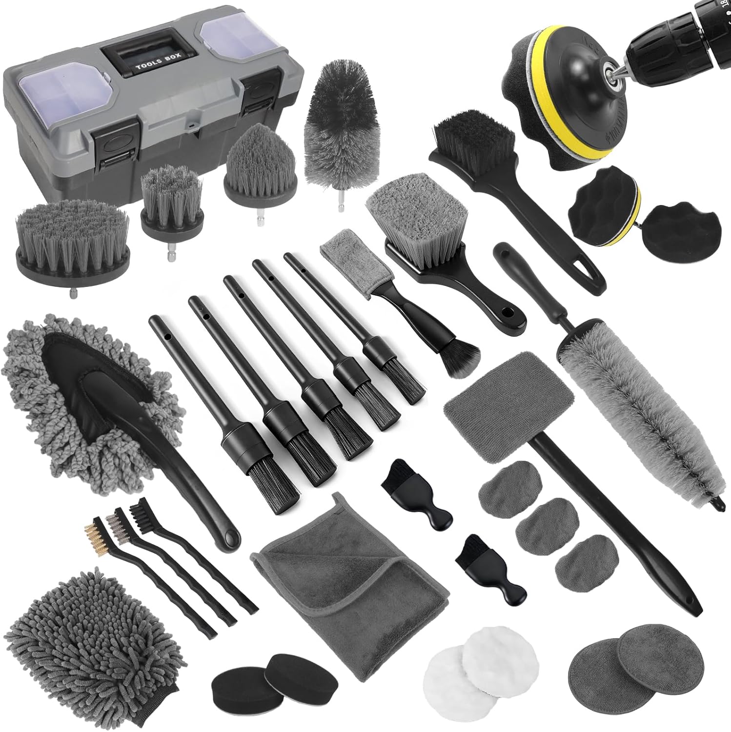 Interior Detailing Kit - Perlengkapan Detailing Mobil, 36Pcs Alat Pembersih