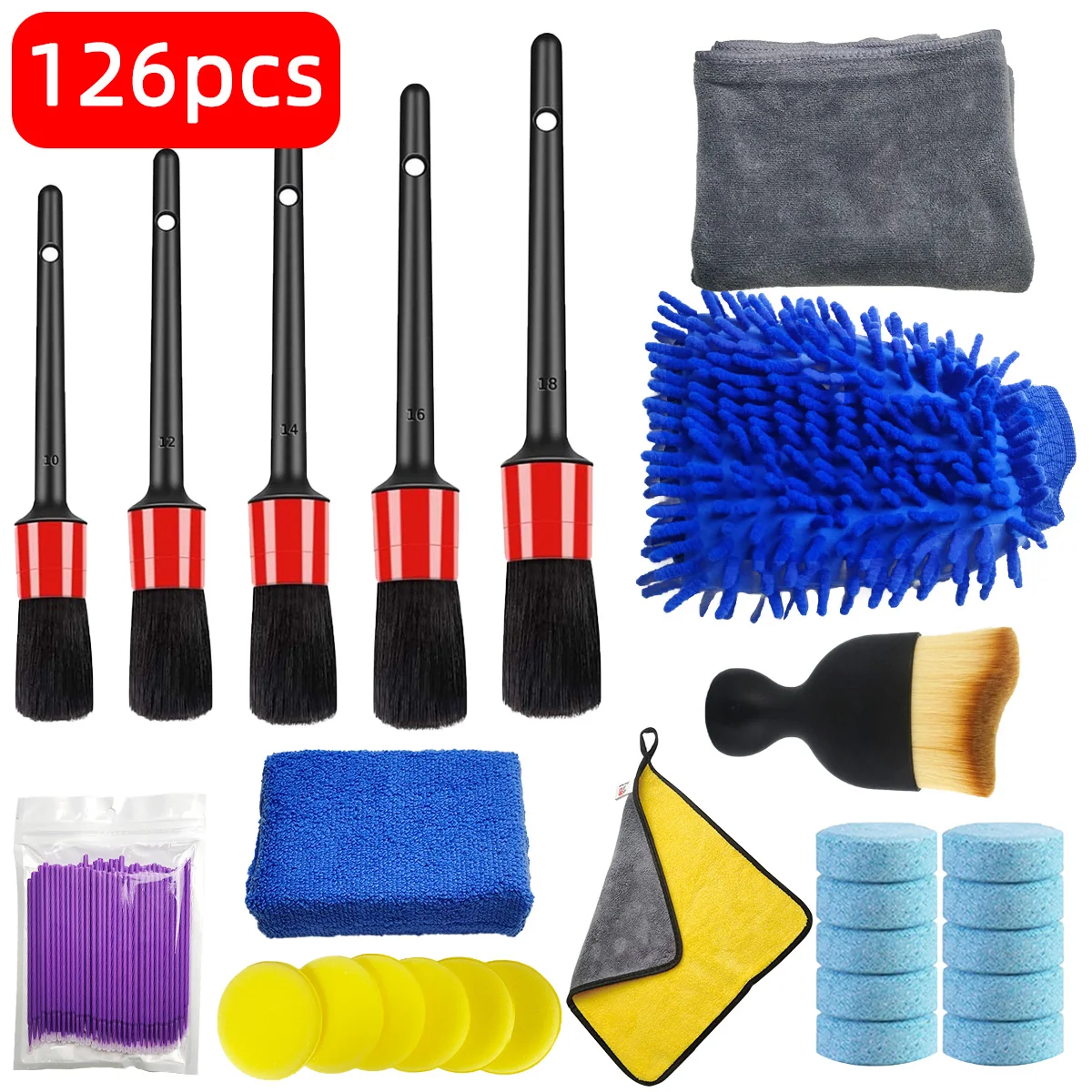 Dirt Brush Interior - Perlengkapan Pembersih Detail Mobil 126-Piece dengan