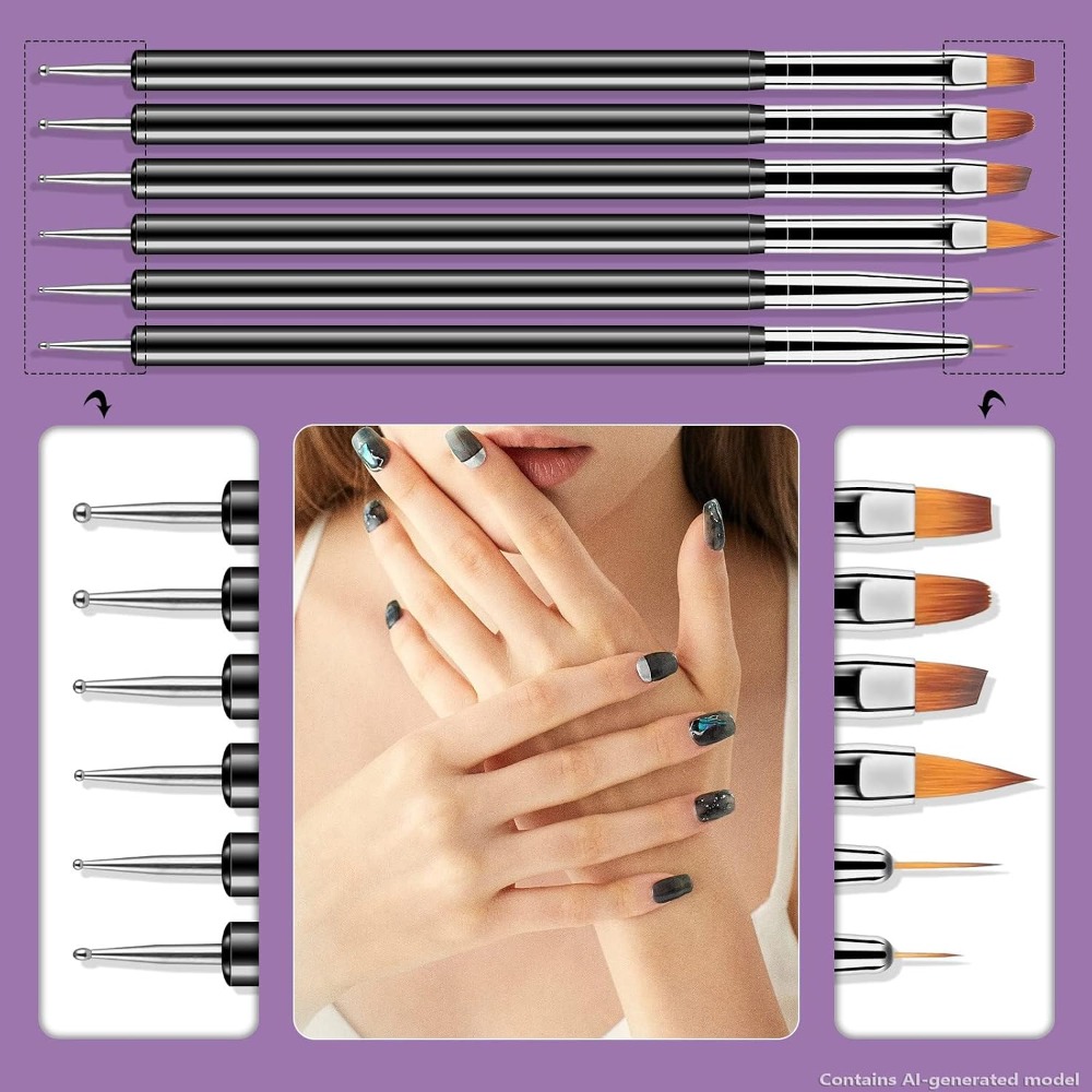 Alat Dotting Nail Art Dua Sisi - Detailing Brush Set ulasan dan harga